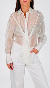 Camicia organza doppia abbottonatura H.