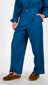 Pantalone chambray elasticizzato T.