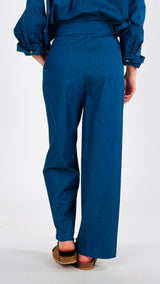 Pantalone chambray elasticizzato T.