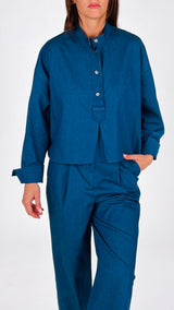 Camicia coreana chambray elasticizzato T.
