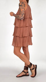 Abito corto organza balze T.
