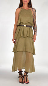 Abito lungo organza balze T.