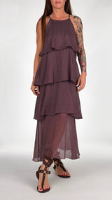 Abito lungo organza balze T.