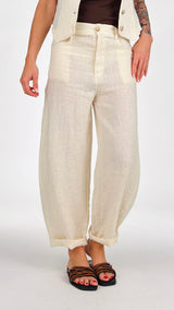 Pantalone egg lino natural H.