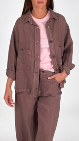 Giacca camicia tasche lino tinto H.