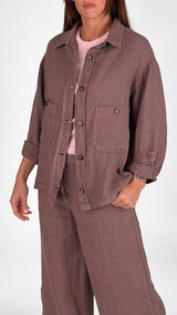 Giacca camicia tasche lino tinto H.
