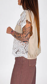 Camicia aletta macramè fondo elastico