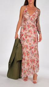 Abito sottoveste organza rose T.
