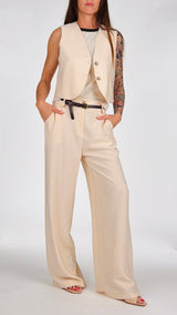 Pantalone twill viscosa cintura H.