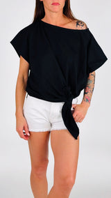 T-shirt crop fiocco laterale Vic.