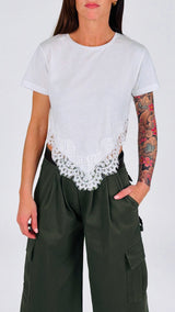 T-shirt doppia punta macramè H.