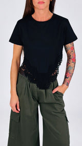 T-shirt doppia punta macramè H.