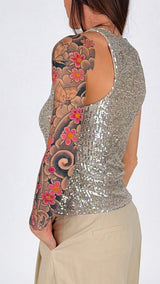 Canotta tulle paillettes Vic.