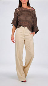 Pantalone lino palazzo basic Vic.