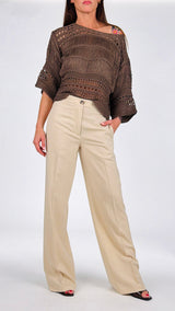 Pantalone lino palazzo basic Vic.