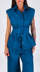 Camicia godet chambray stretch T.
