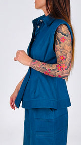 Camicia godet chambray stretch T.