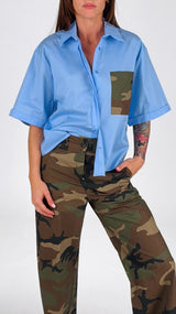Camicia popeline tasca camu T.