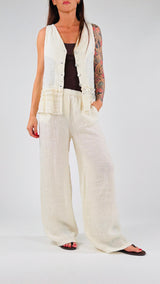 Pantalone lino wide H.