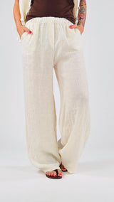 Pantalone lino wide H.