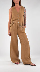 Pantalone lino wide H.
