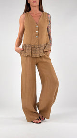 Gilet lino balza ricamo H.