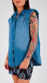Camicia smanicata chambray Kiki