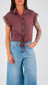 Camicia organza righe nodo