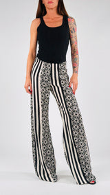 Pantalone righe e fiori H.