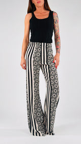 Pantalone righe e fiori H.