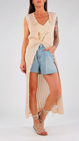 Cardigan smanicato traforo K.