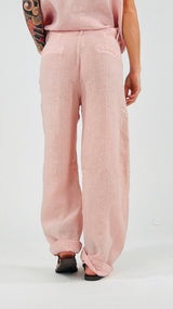 Pantalone lino lavato riprese T.
