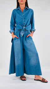 Camicia chambray spacco dietro