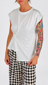 T-shirt asimmetrica cabochon Vic.