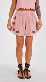 Short smerlato ricamo fiori H.