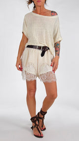 Short pizzo lino viscosa H.