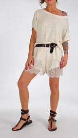 Short pizzo lino viscosa H.