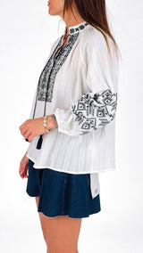 Camicia fil a fil ricami K.