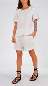 T-shirt lino fiammato manica calla H.