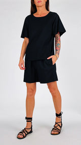 T-shirt lino fiammato manica calla H.