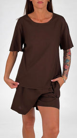 T-shirt lino fiammato manica calla H.
