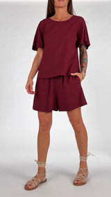 T-shirt lino fiammato manica calla H.
