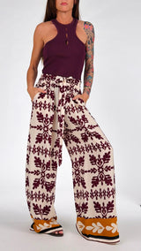 Pantalone foglie vino T.
