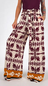 Pantalone foglie vino T.