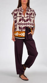 Camicia foglie vino T.