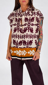 Camicia foglie vino T.