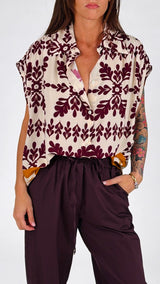 Camicia foglie vino T.