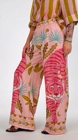 Pantalone palazzo tigre rosa H.