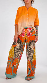 Pantalone palazzo zebra e farfalle H.
