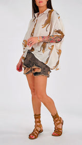 Camicia mussola leopardo Vic.